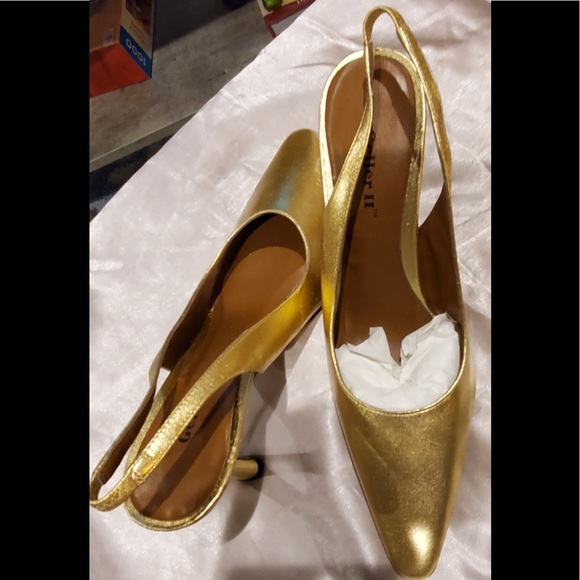 VINTAGE GOLD or BLACK SLING BACK GELLER II Collection 8M - Picture 3 of 15